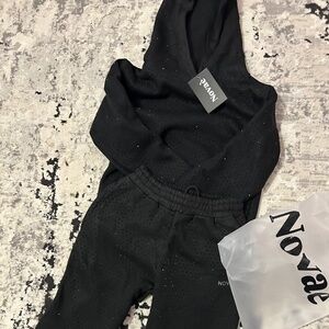 Sparkly bedazzled black hoodie set